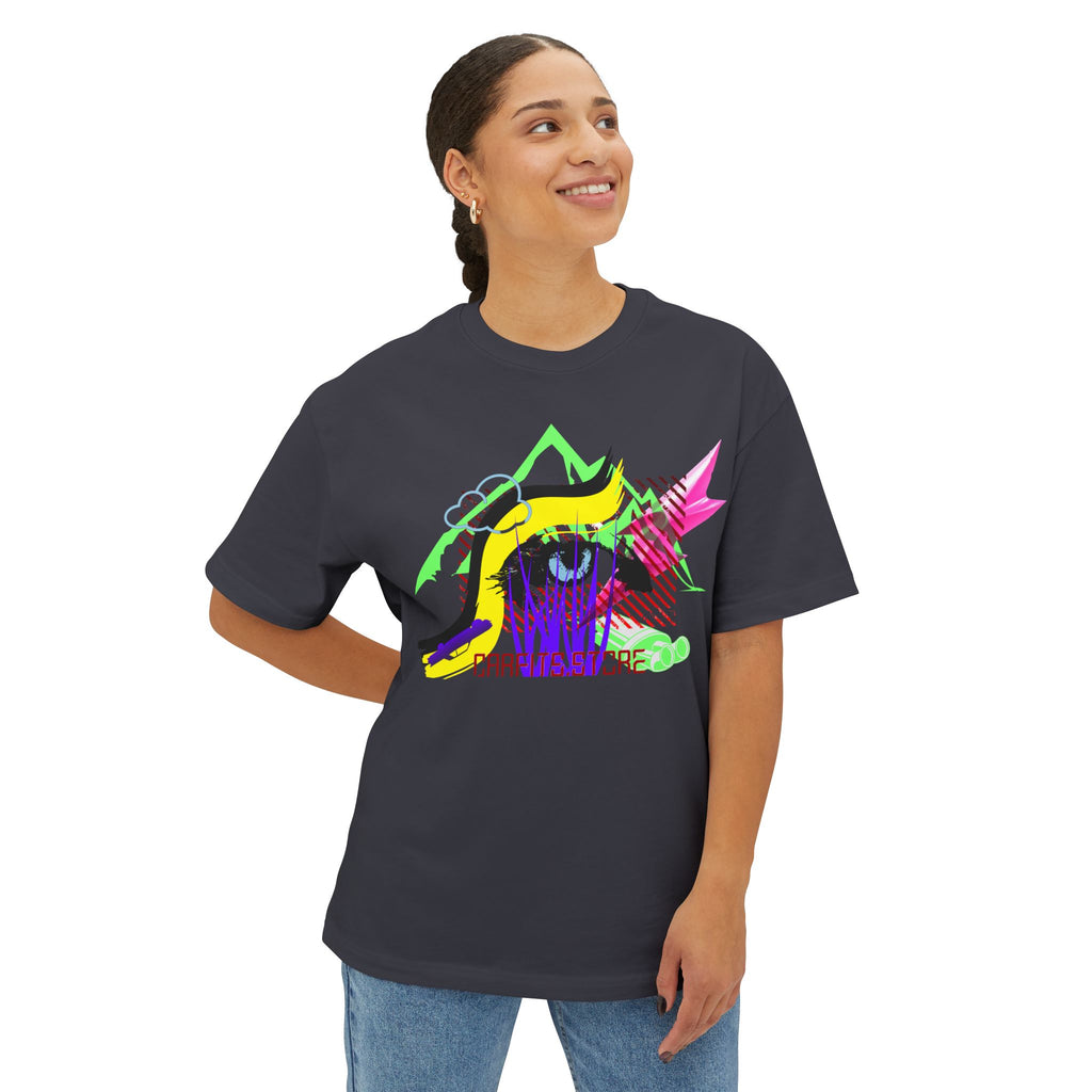Neon Eye Boxy Tee — Retro Roadside Art Graphic Tee
