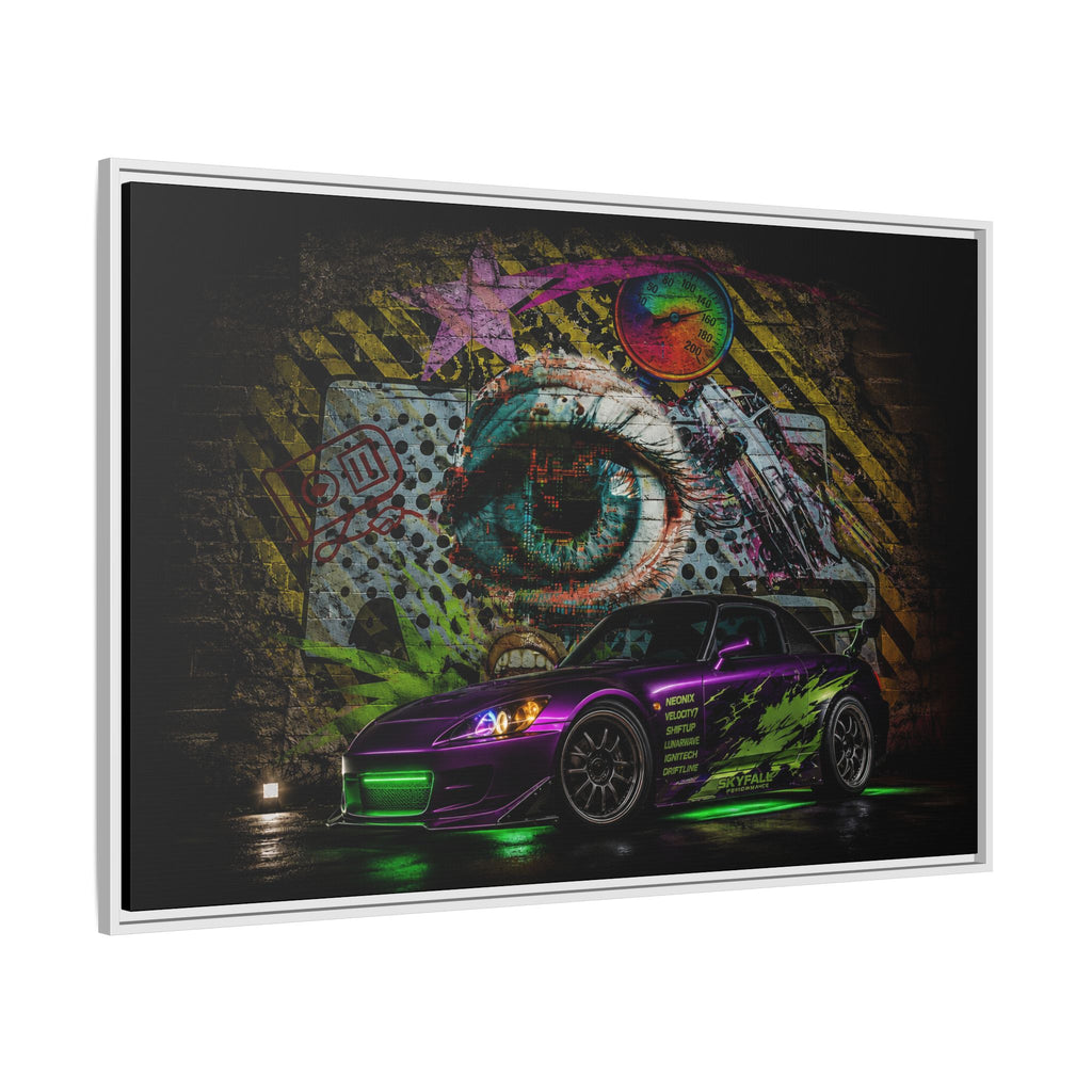 Graffiti Sports Car Matte Canvas - Framed Wall Art