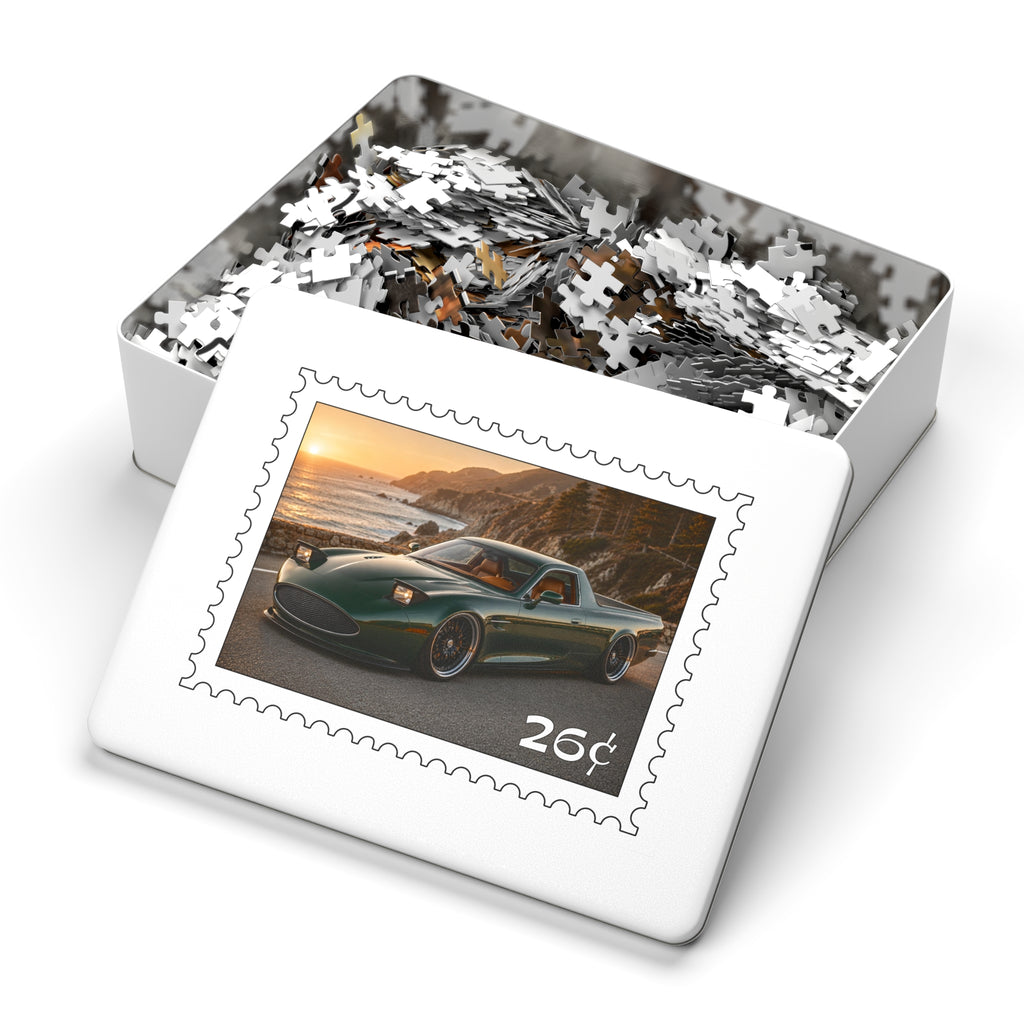 Sports Car Puzzle — Coastal Sunset 26 Stamp Design (Jigsaw with Tin)