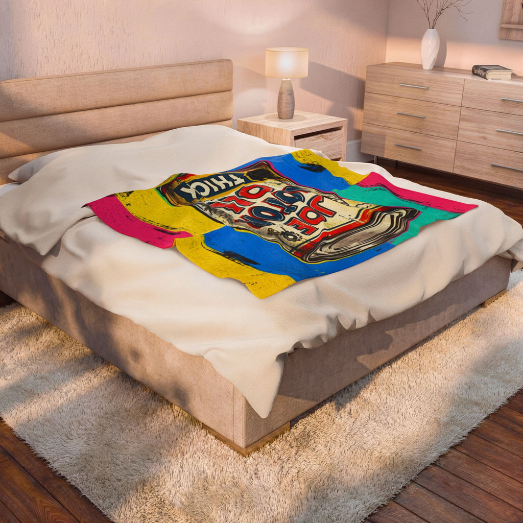 Pop Art Motor Oil Can Velveteen Plush Blanket — Retro Garage Throw