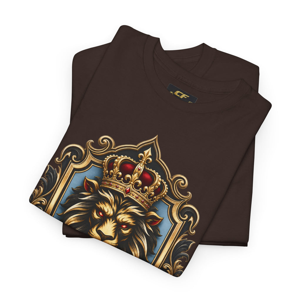 Lion Crest Tee — "Mane Line Auto" Vintage Heraldic Graphic Shirt