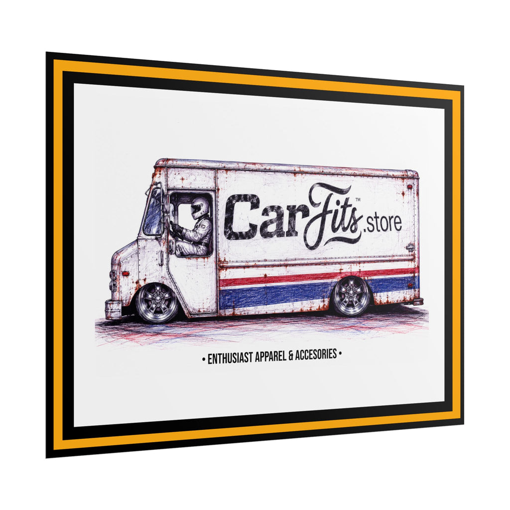 Rolled Poster - Vintage Delivery Truck "CarFits.store" Automotive Wall Art