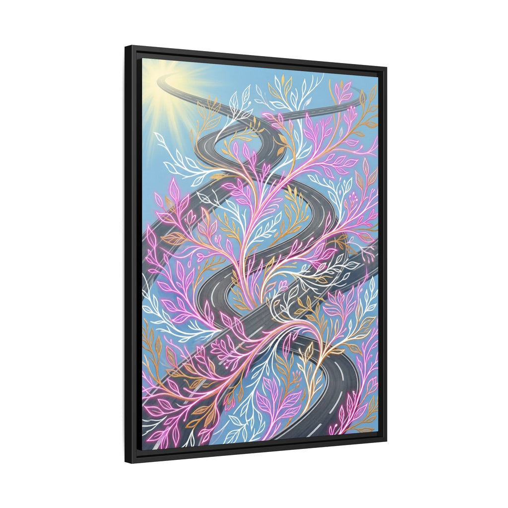 Framed Matte Canvas Floral Vines Wall Art — Pastel Botanical Abstract