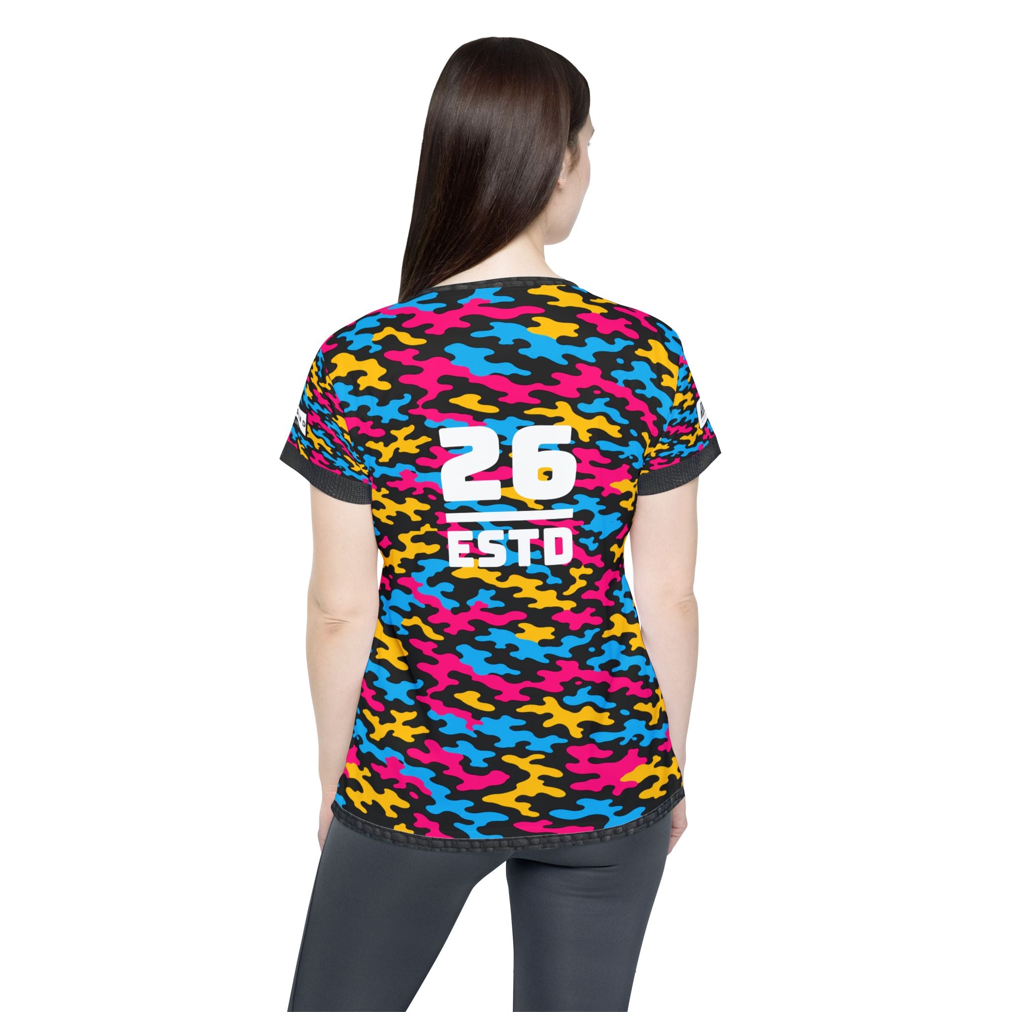 Paloma Petrol Women's Sports Jersey – Neon Camo Team Top with '26' Back Number
