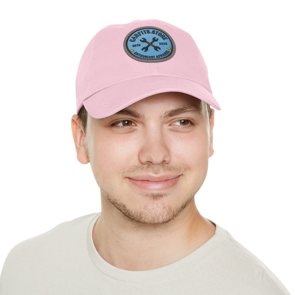 Mechanic Logo Dad Hat — Leather Patch Cap