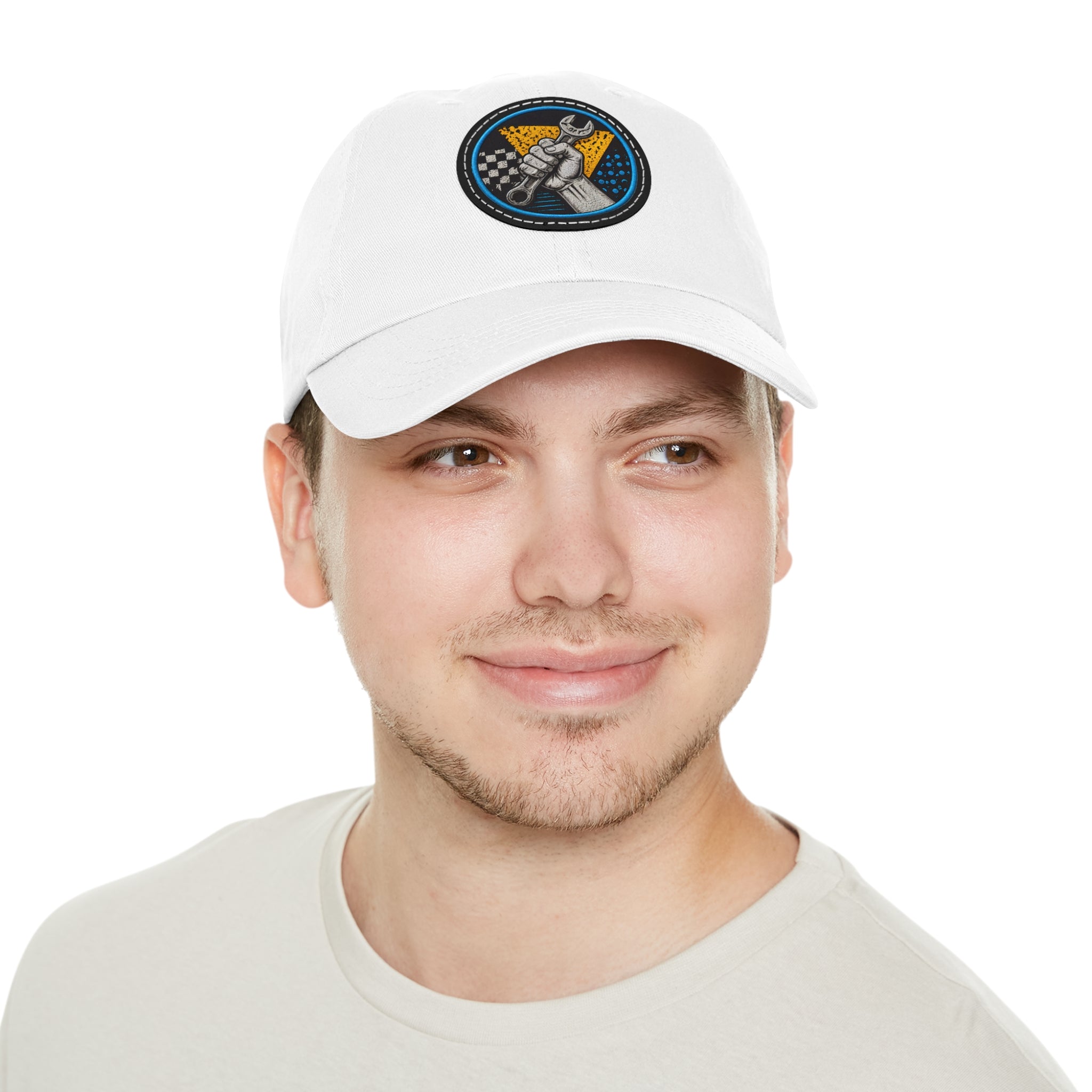 Mechanic Wrench Patch Dad Hat — Vintage Toolworker Baseball Cap