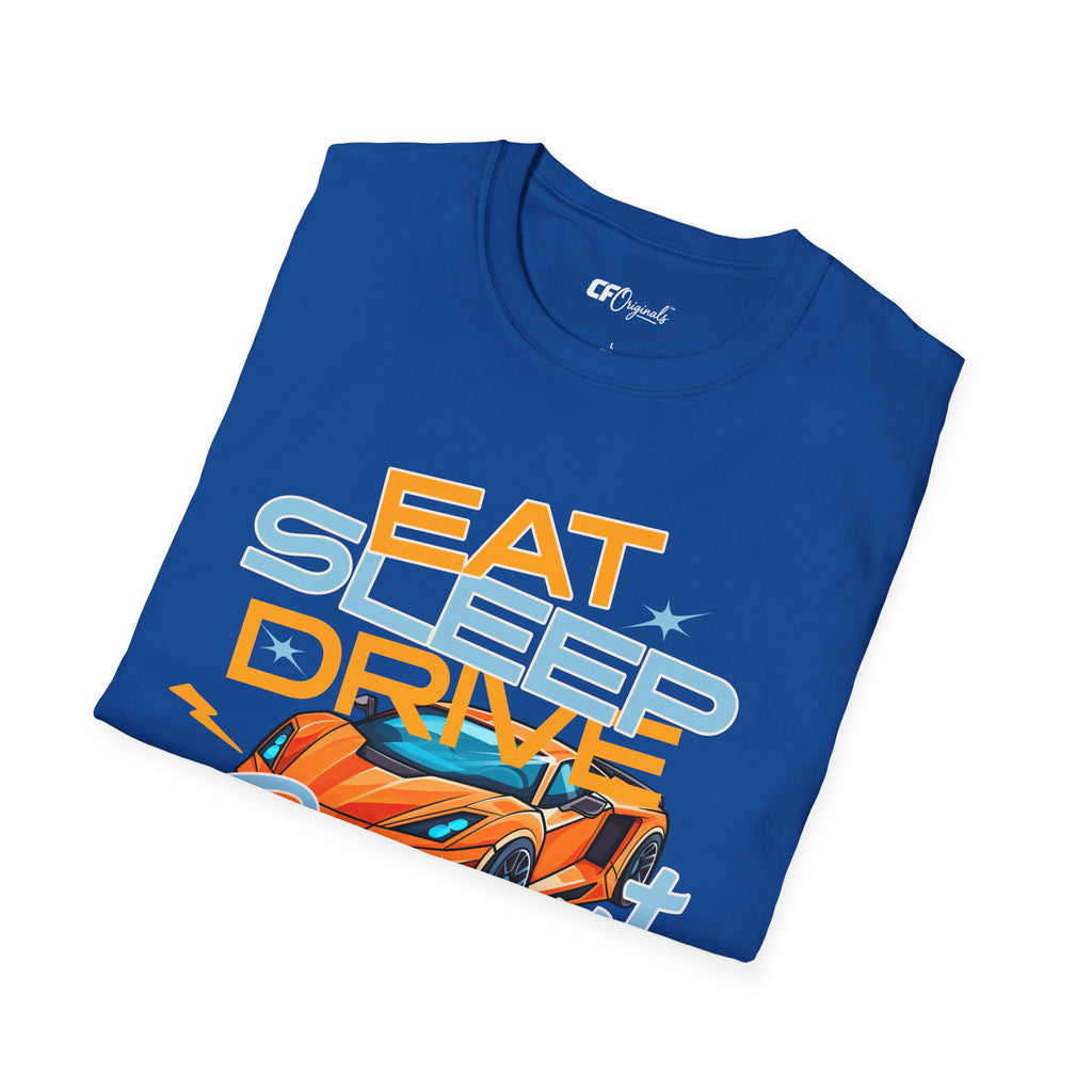 Eat Sleep Drive Repeat T-Shirt — Racing Car Graphic Tee for Motorsport Fans