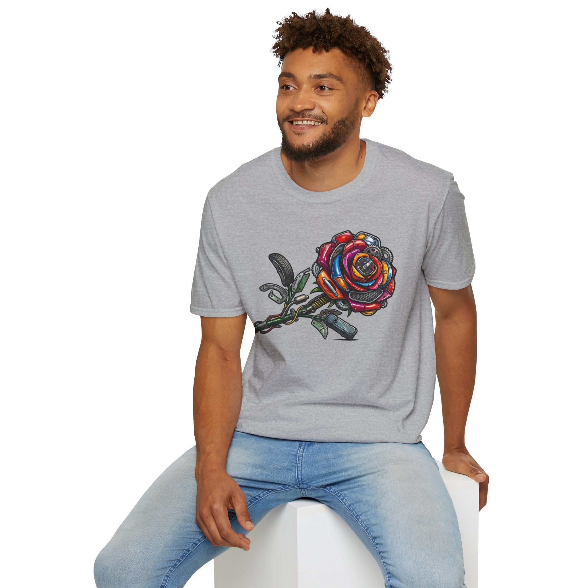 Colorful Mechanical Rose Graphic Tee