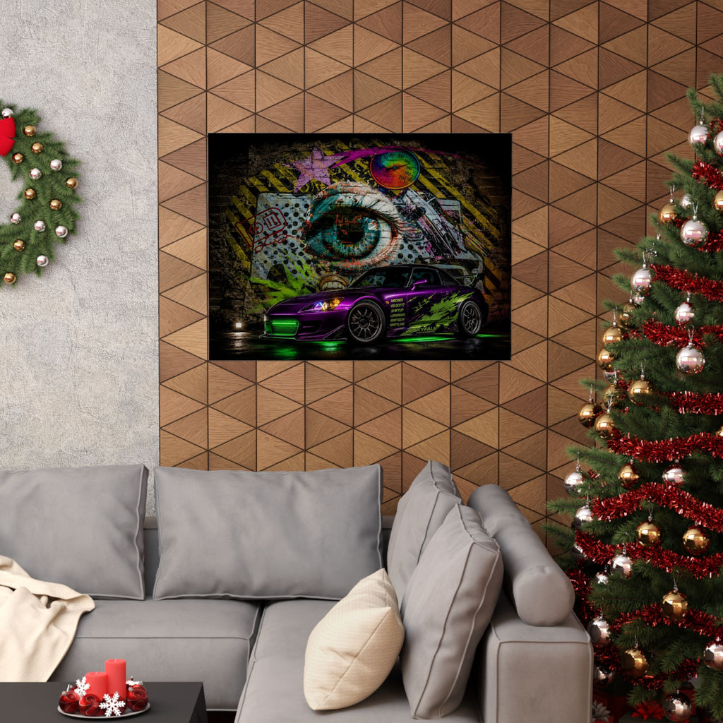 Graffiti Sports Car Matte Poster — Neon Drift Street Art Wall Print