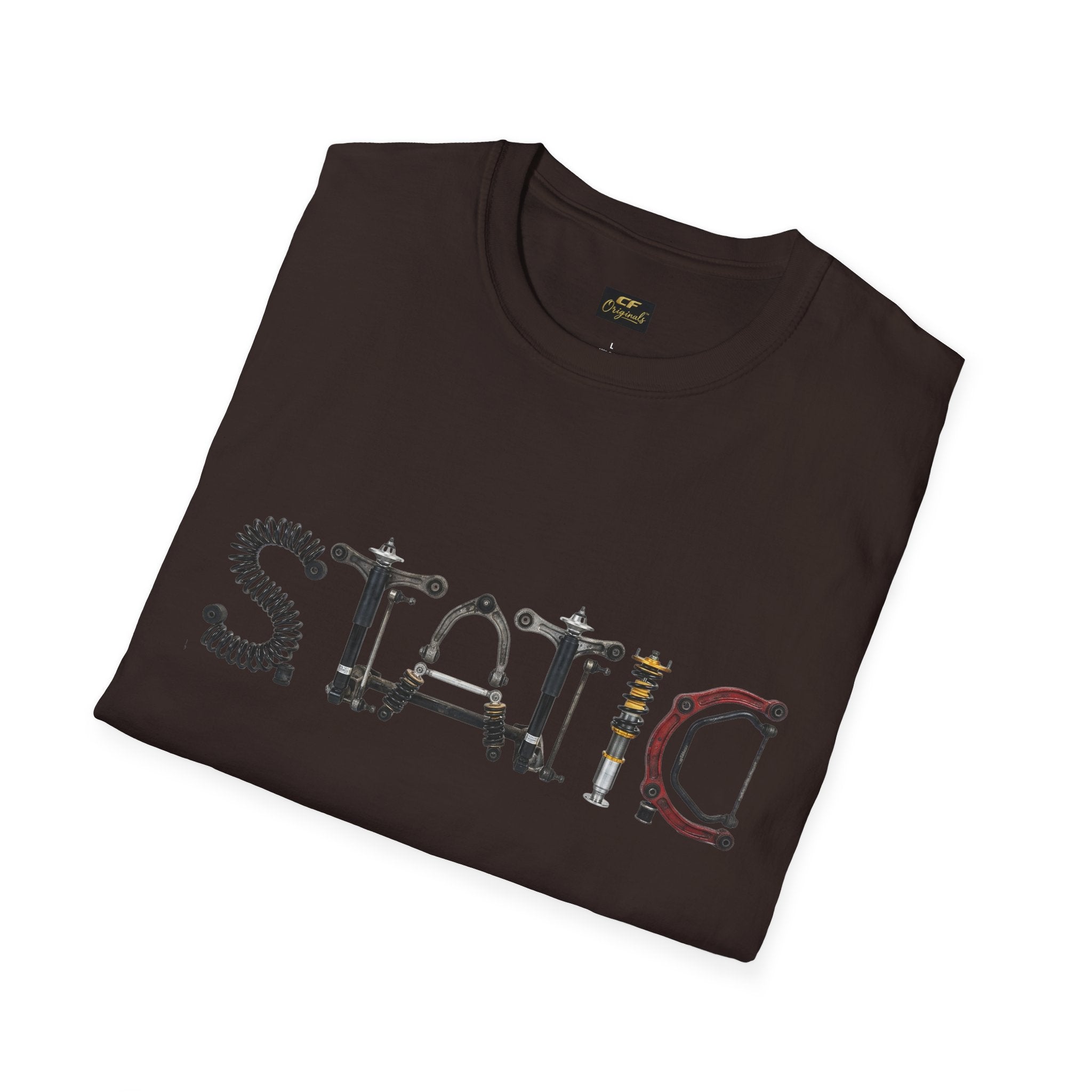 Static Graphic T-Shirt — Industrial Parts Lettering Tee