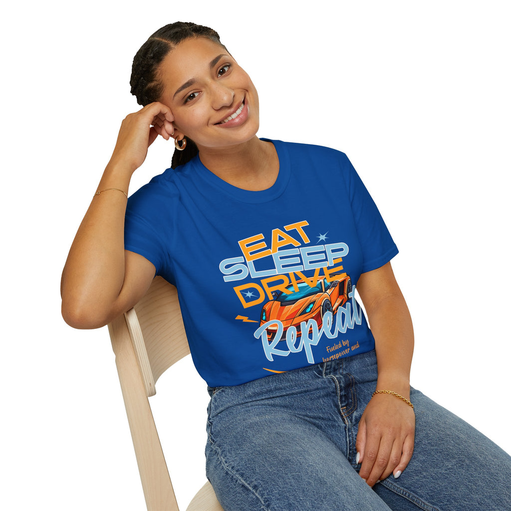 Eat Sleep Drive Repeat T-Shirt — Racing Car Graphic Tee for Motorsport Fans