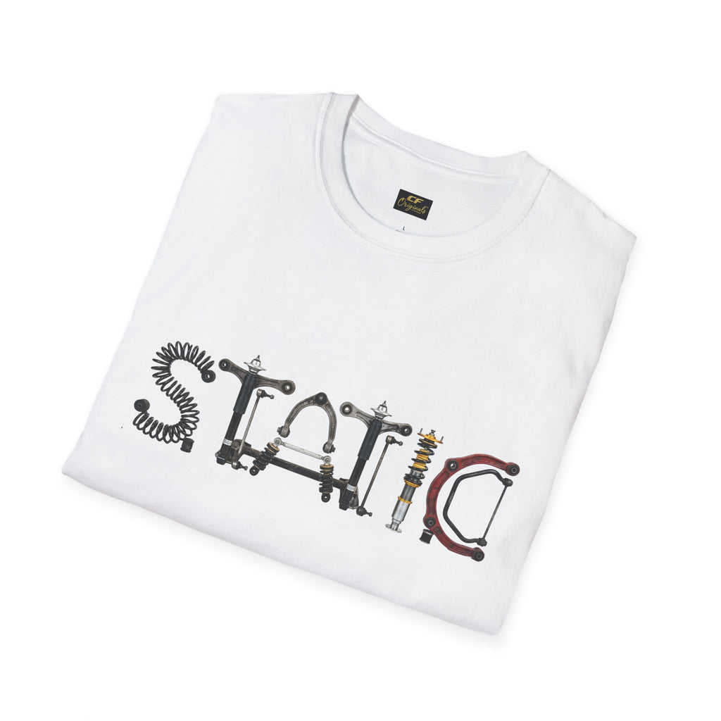 Static Graphic T-Shirt — Industrial Parts Lettering Tee