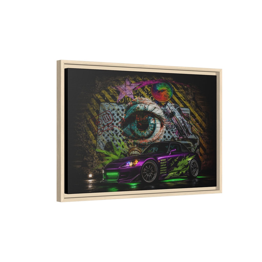 Graffiti Sports Car Matte Canvas - Framed Wall Art