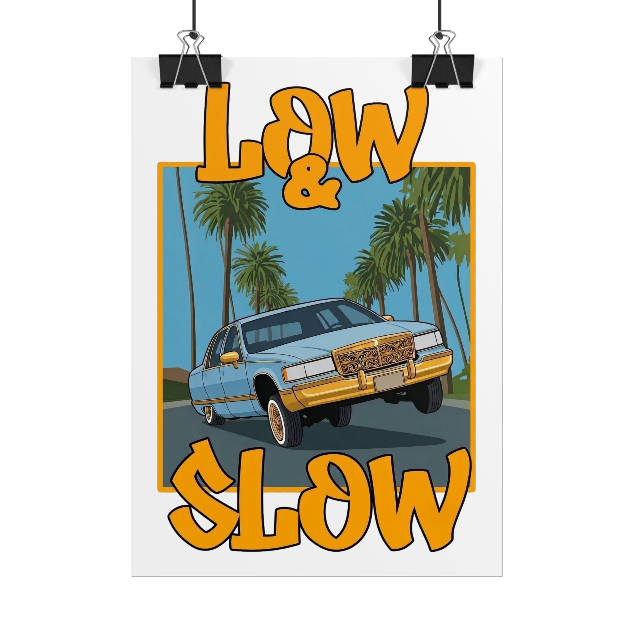 Low & Slow Car Poster — Vintage Lowrider Art Print (Rolled Poster)