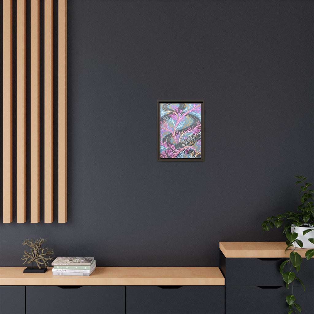 Framed Matte Canvas Floral Vines Wall Art — Pastel Botanical Abstract