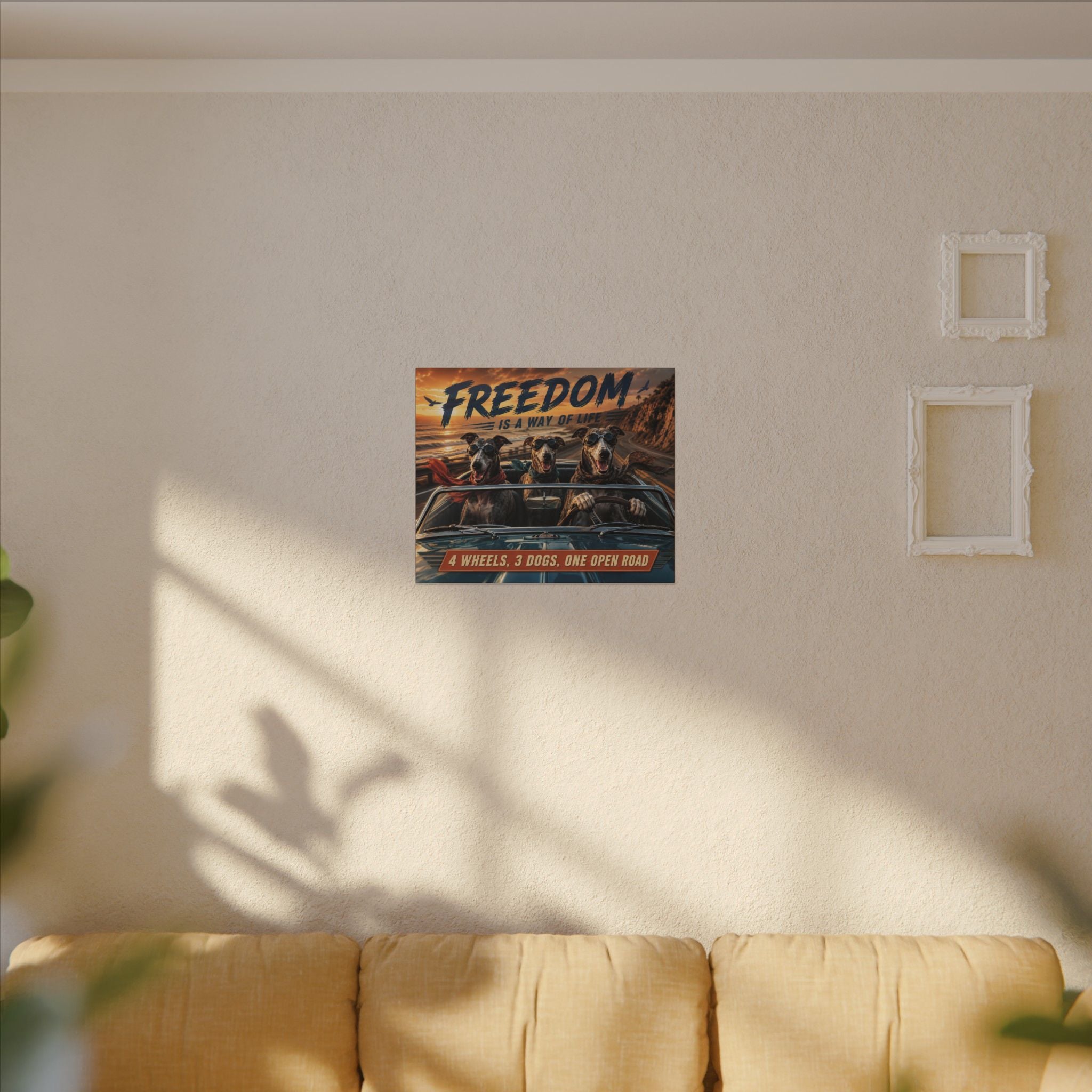 Canvas Wall Art - "Freedom Is A Way Of Life: 4 Wheels, 3 Dogs, One Open Road"