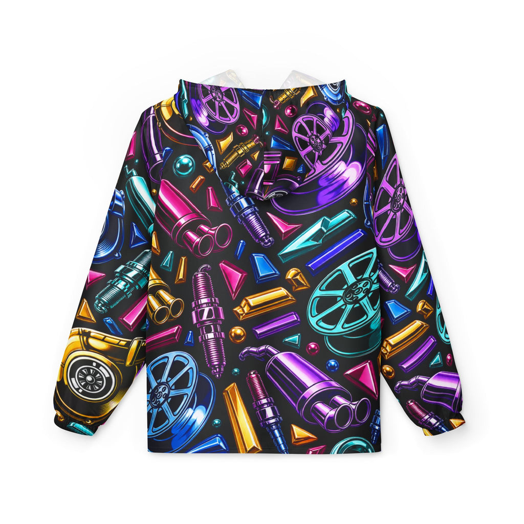 Windbreaker Jacket — Neon Gear All-Over Print