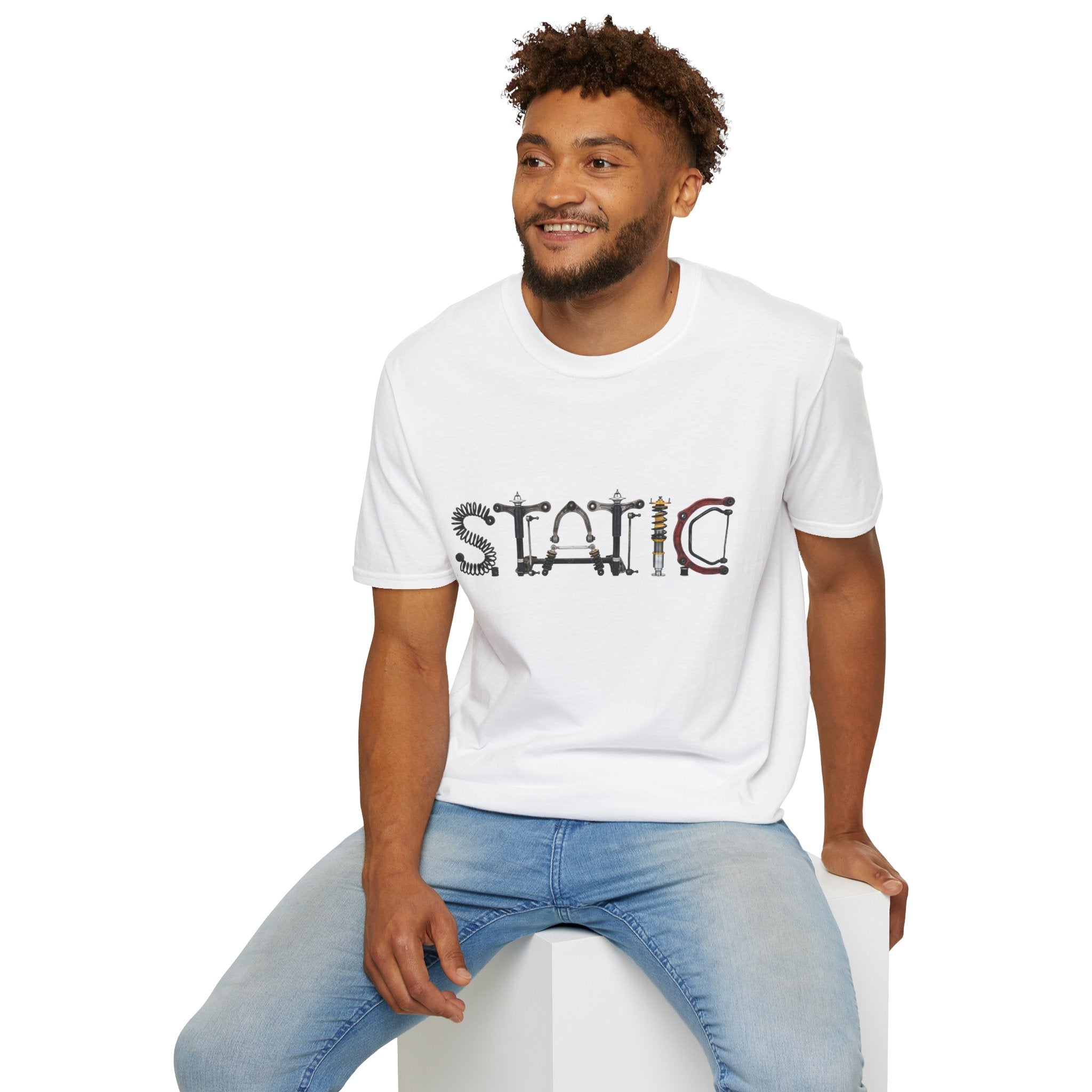 Static Graphic T-Shirt — Industrial Parts Lettering Tee