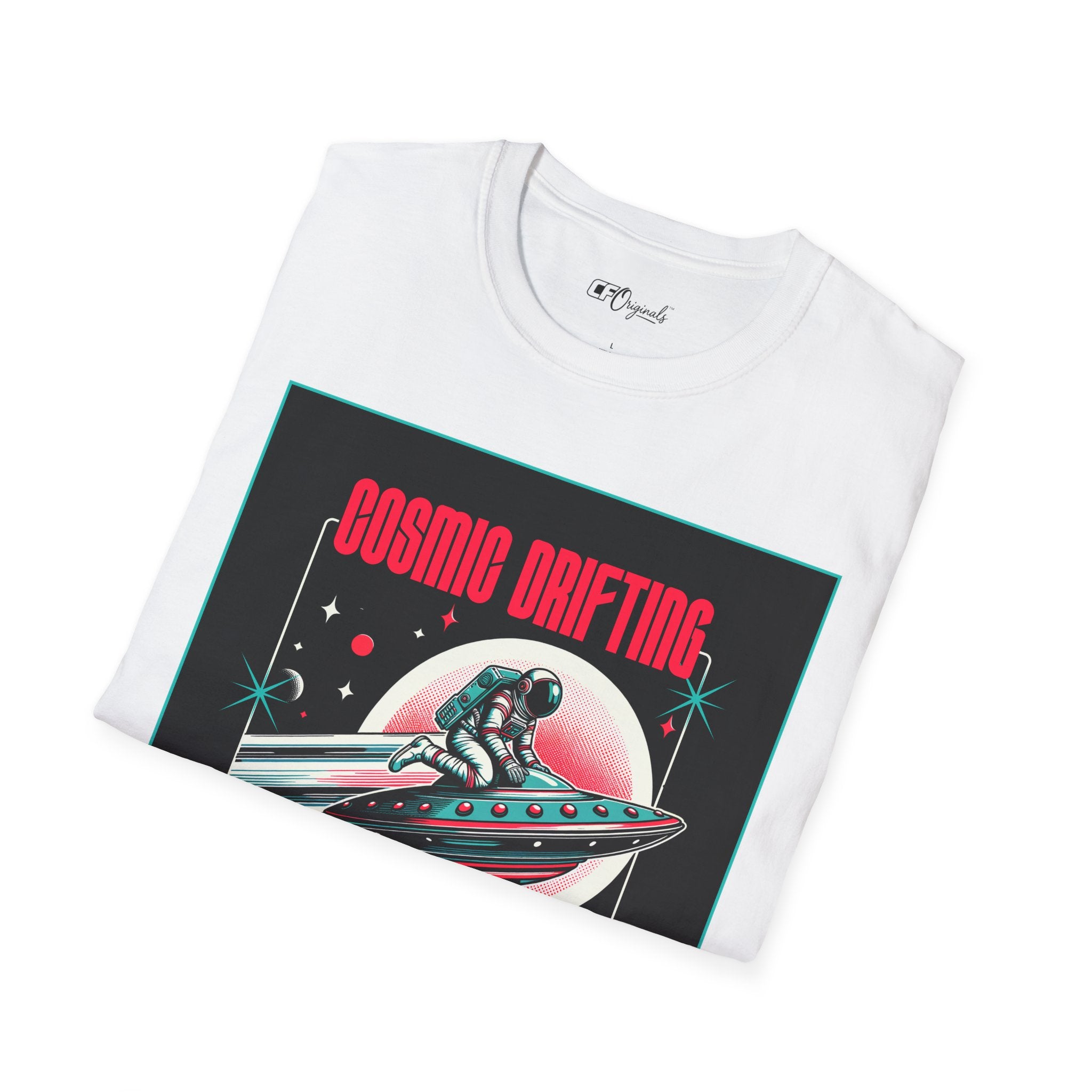 Cosmic Drifting T-Shirt — Retro Astronaut & UFO Vintage Space Tee