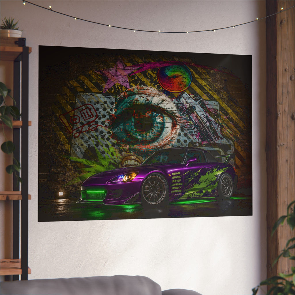 Graffiti Sports Car Matte Poster — Neon Drift Street Art Wall Print