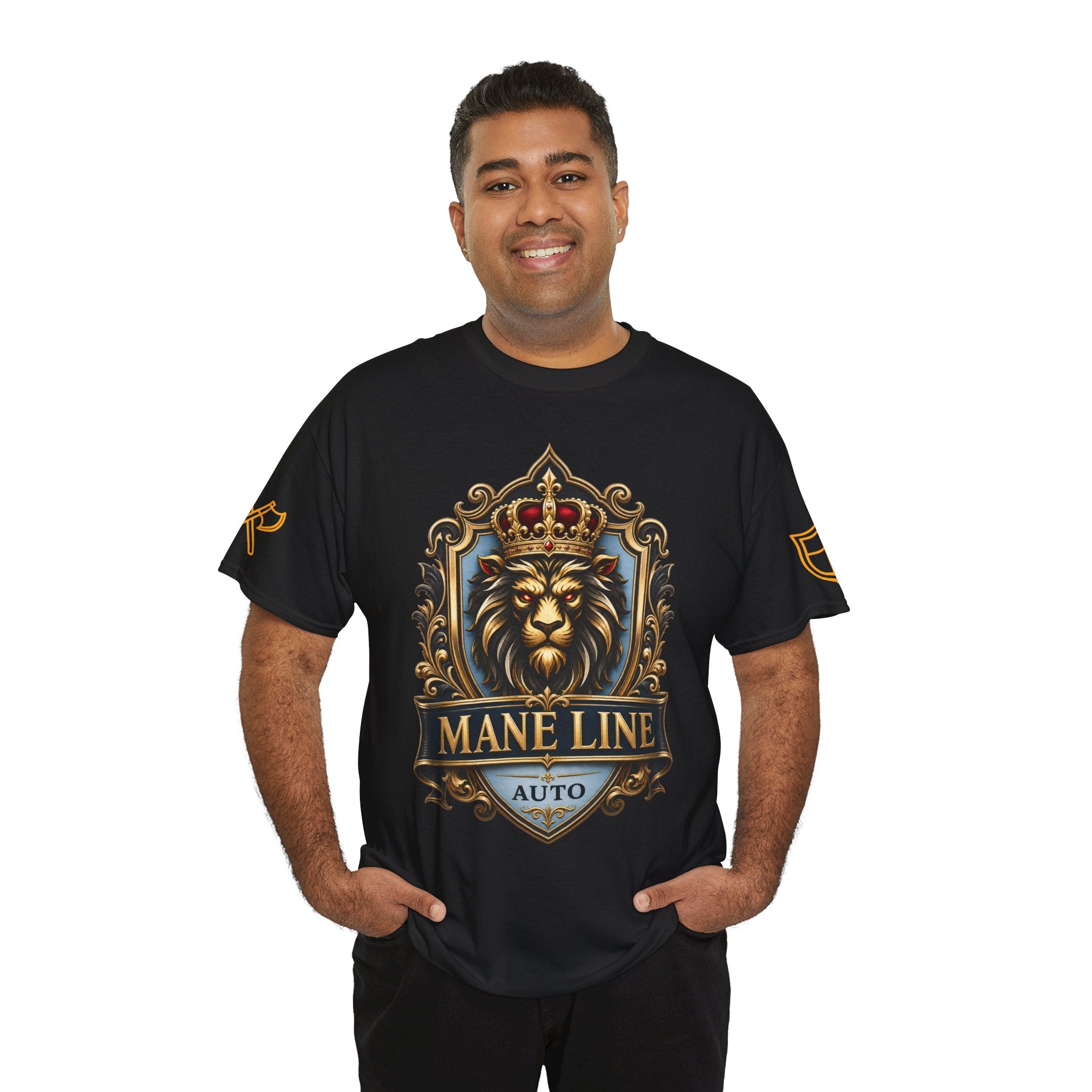 Lion Crest Tee — "Mane Line Auto" Vintage Heraldic Graphic Shirt