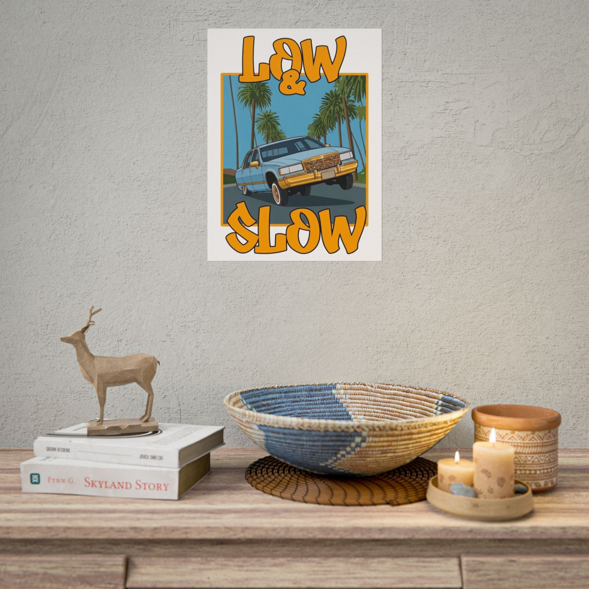 Low & Slow Car Poster — Vintage Lowrider Art Print (Rolled Poster)