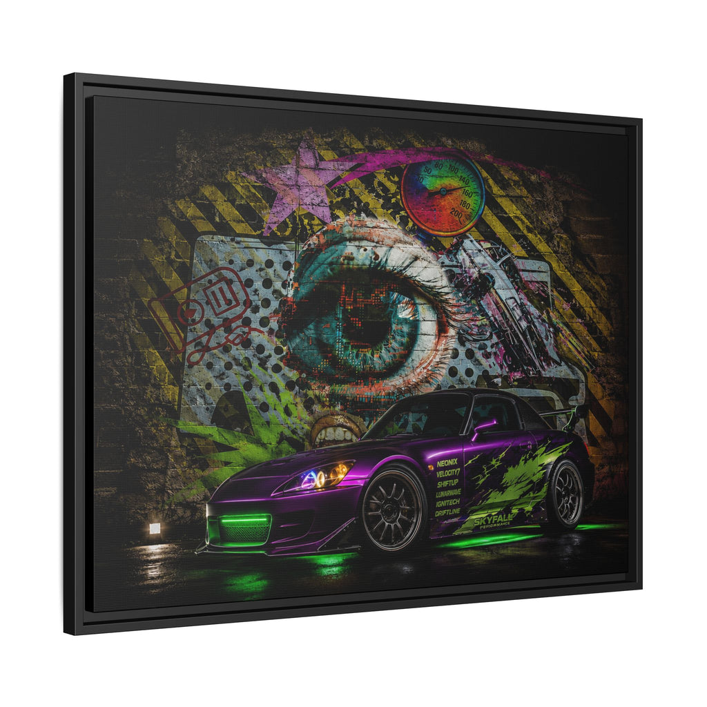 Graffiti Sports Car Matte Canvas - Framed Wall Art
