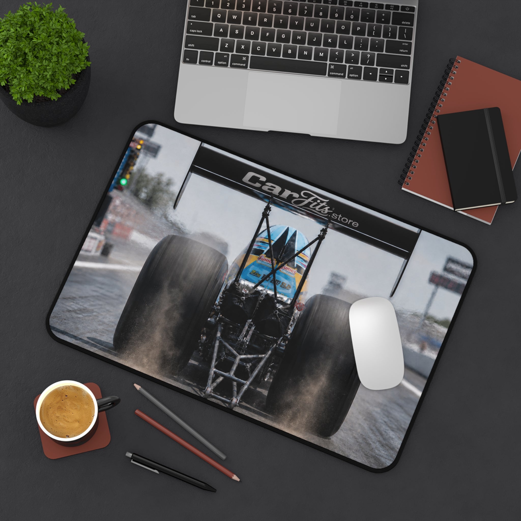 Dragster Racing Desk Mat — High-Speed Drag Racing Mouse Pad for Car Enthusiasts
