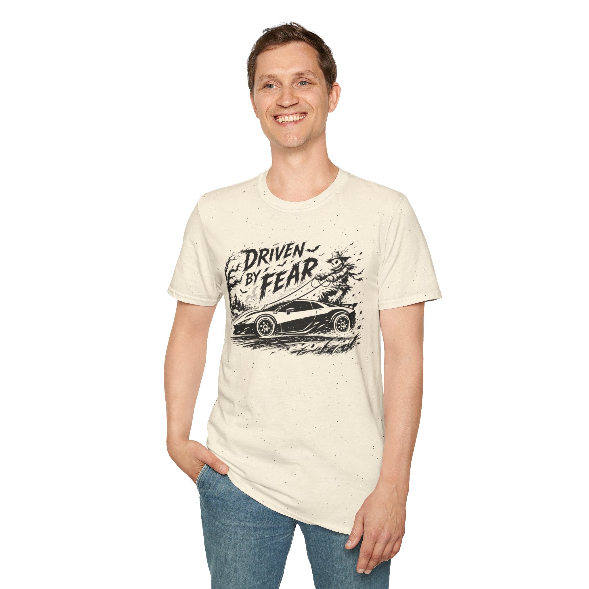 Driven By Fear T‑Shirt — Horror Sports Car Graphic Tee