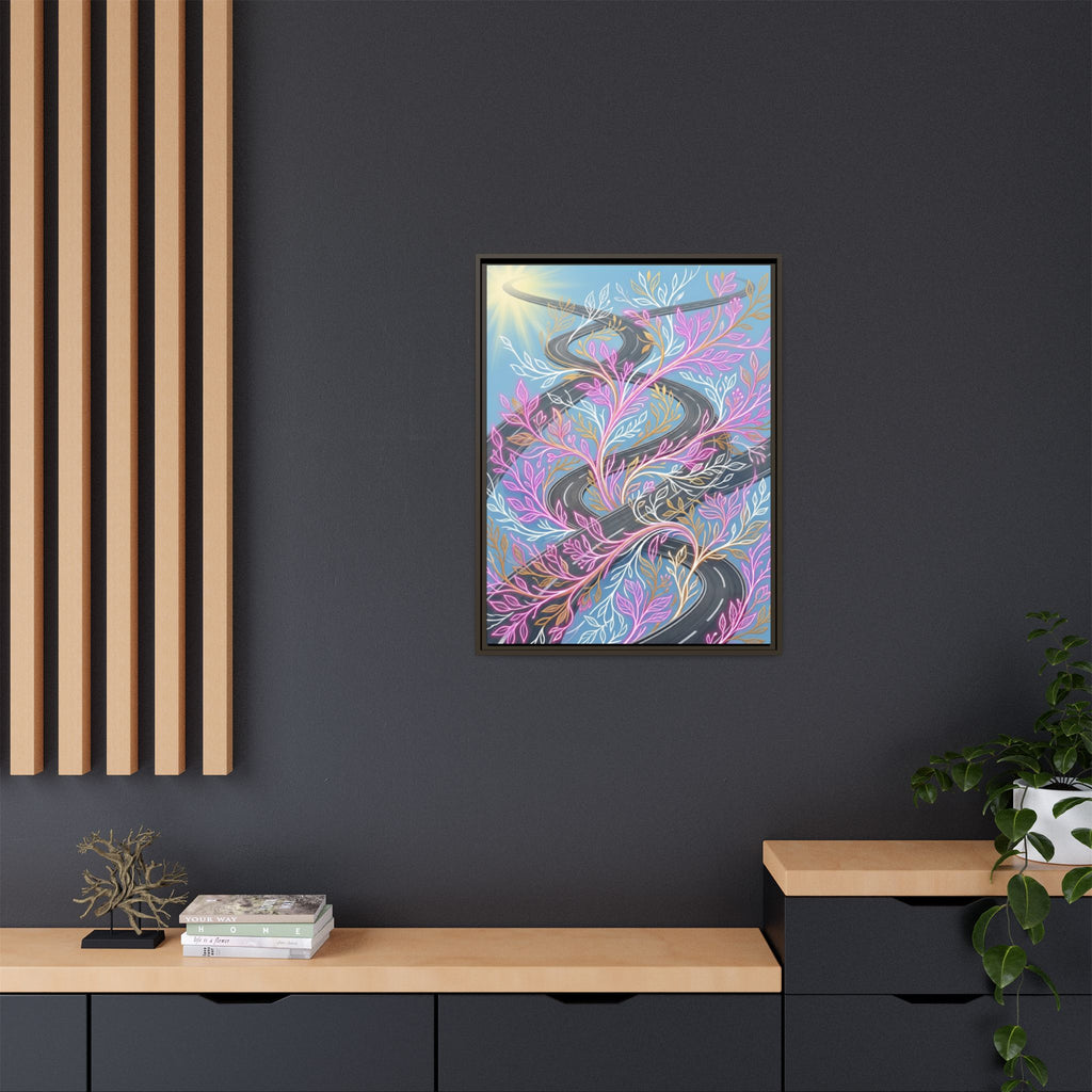 Framed Matte Canvas Floral Vines Wall Art — Pastel Botanical Abstract
