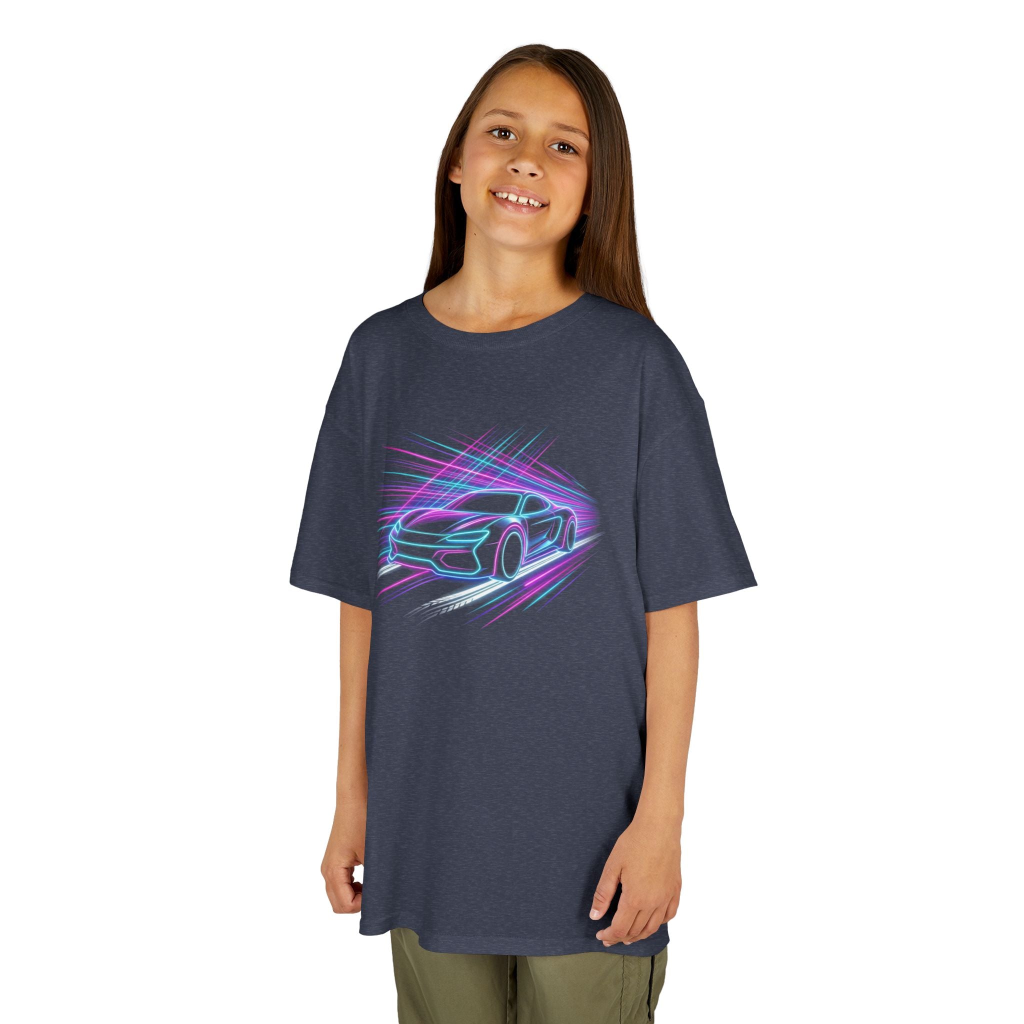 Kids Neon Speed Car Tee — Racing Graphic