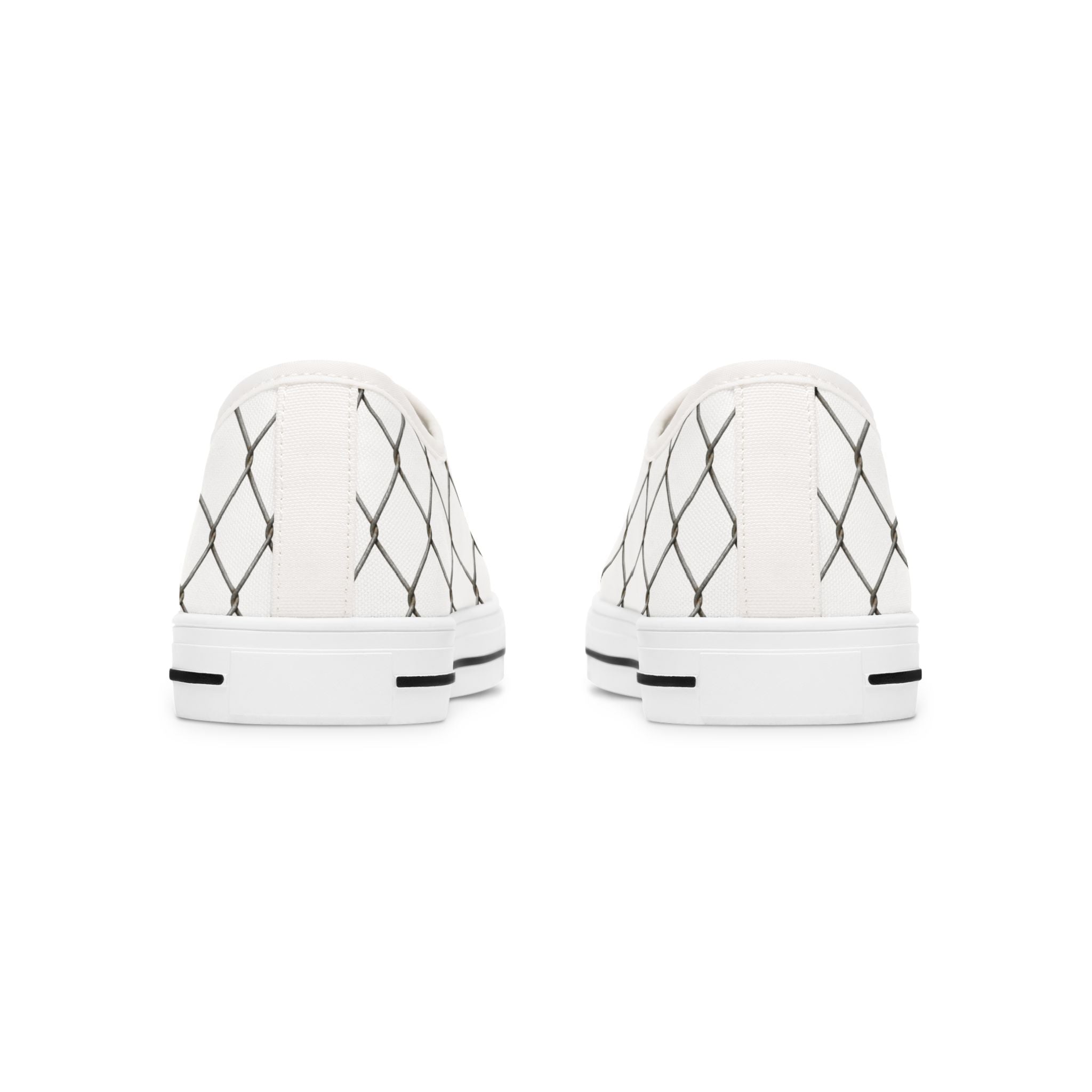 Women's White Chain-Link Canvas Low Top Sneakers