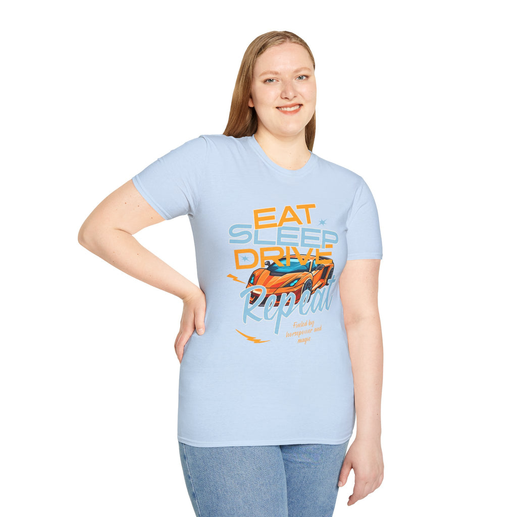 Eat Sleep Drive Repeat T-Shirt — Racing Car Graphic Tee for Motorsport Fans