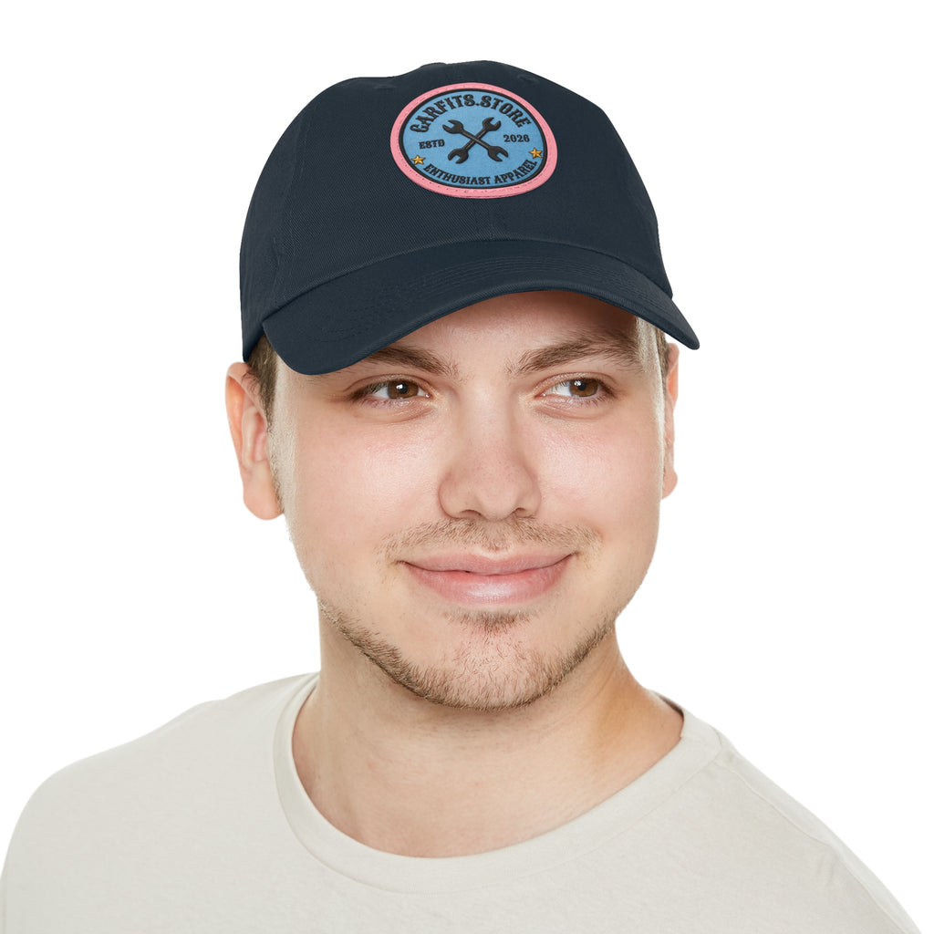 Mechanic Logo Dad Hat — Leather Patch Cap