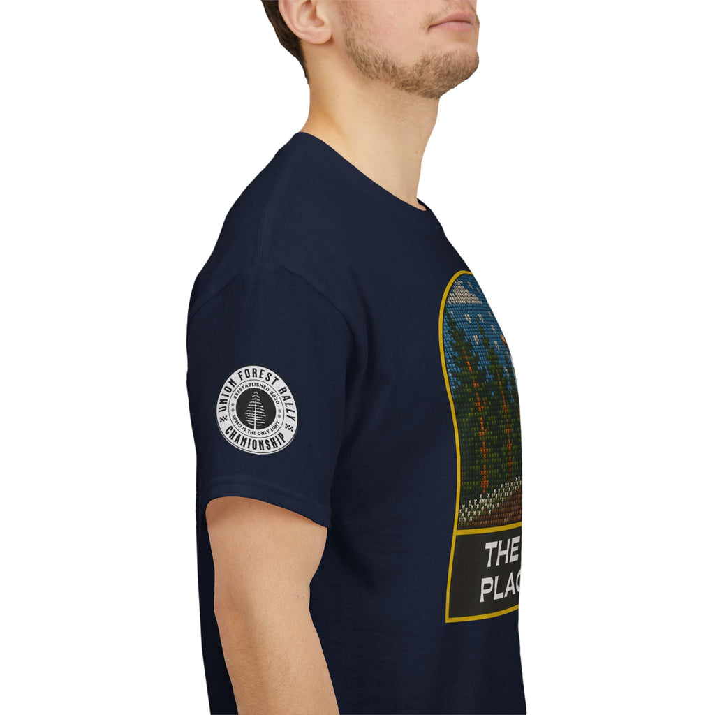 Forest Rally T‑Shirt – 'The Forest Is a Place of Magic' Cross-stitched Style Graphic