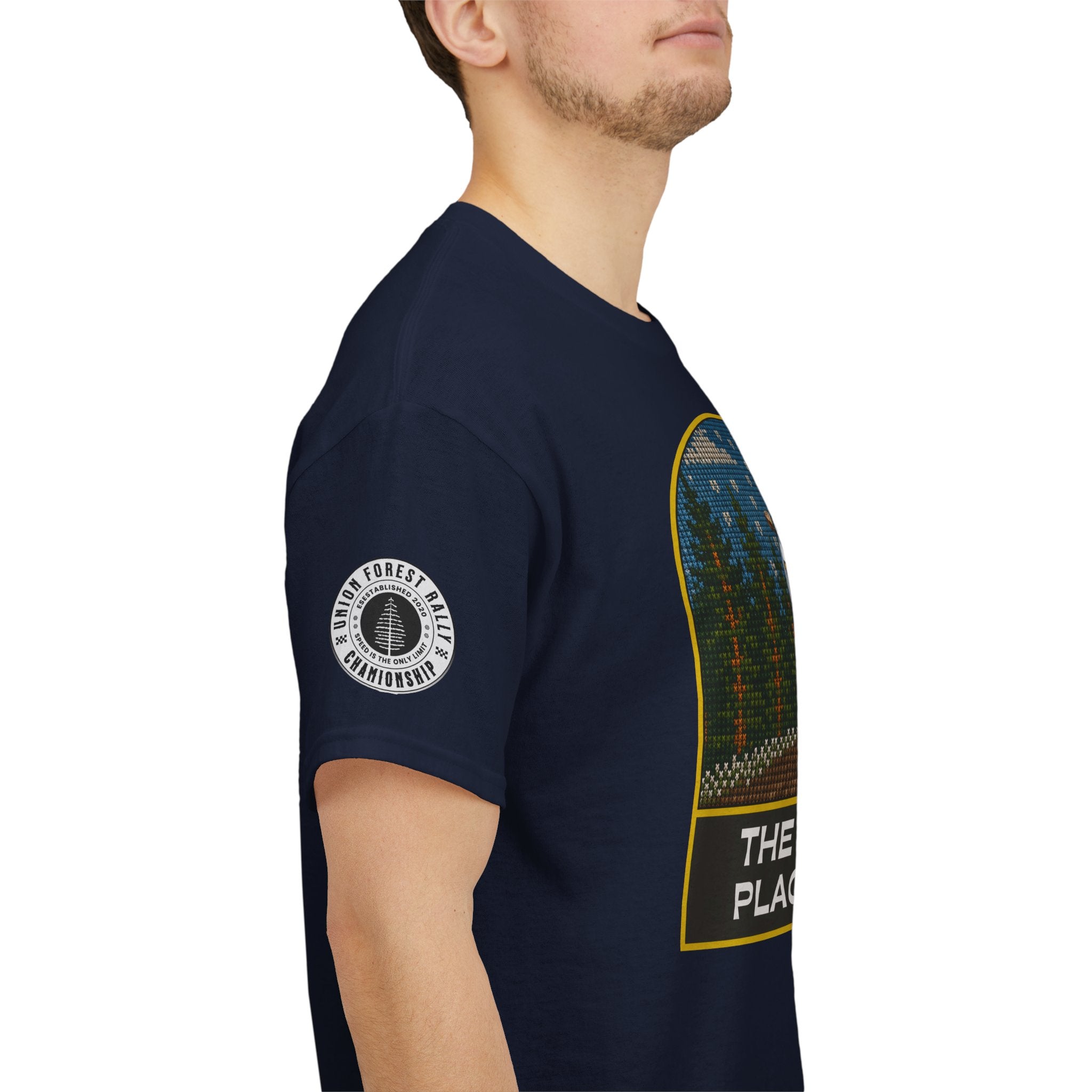 Forest Rally T‑Shirt – 'The Forest Is a Place of Magic' Cross-stitched Style Graphic