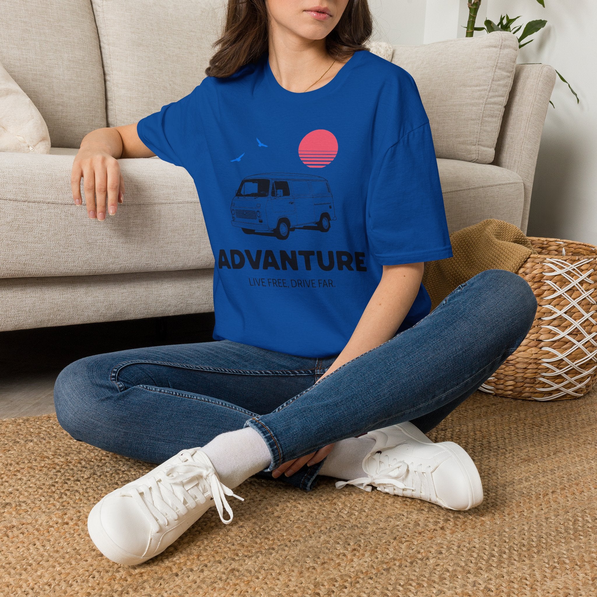 Adventure Van T‑Shirt — Retro Camper Sunset Graphic Tee