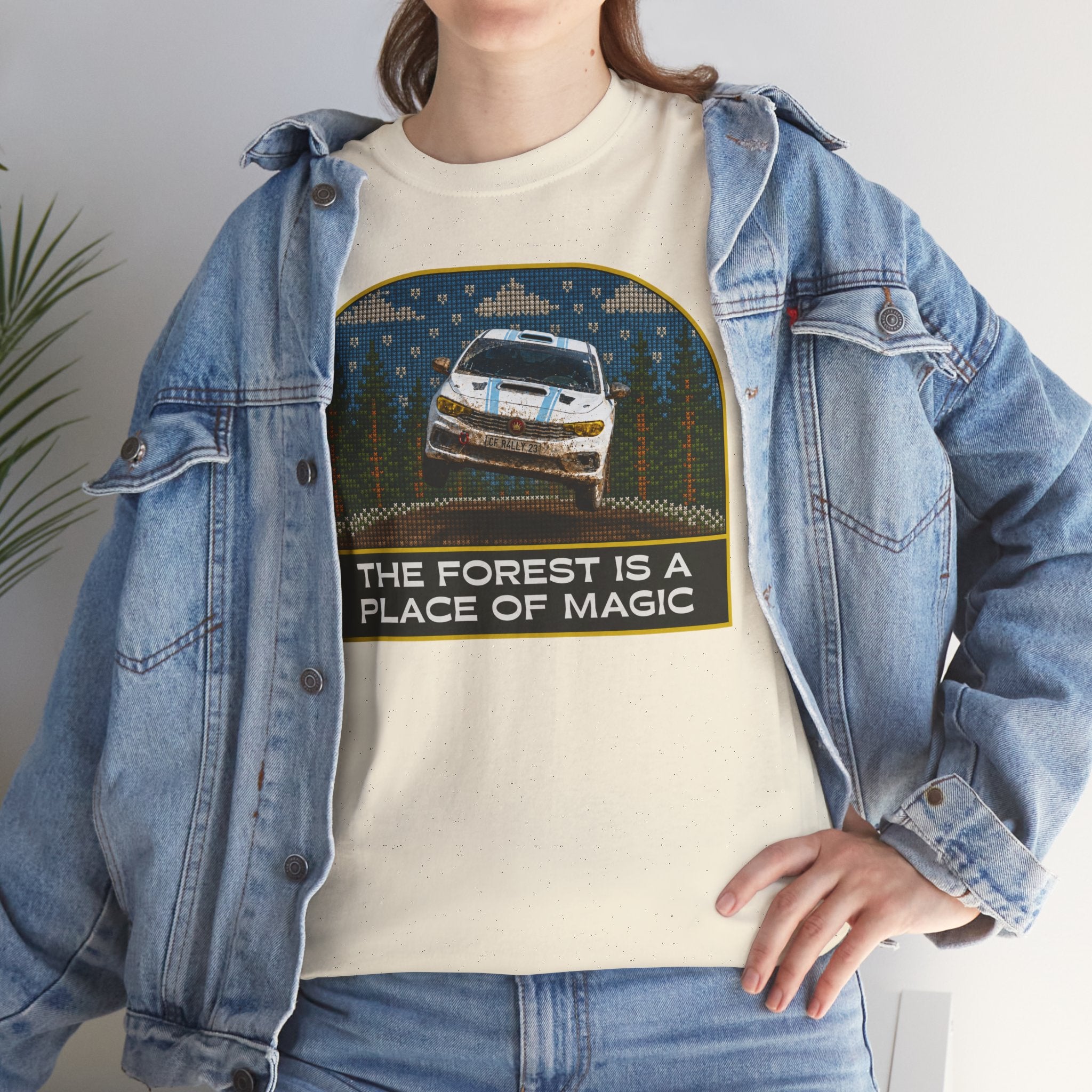 Forest Rally T‑Shirt – 'The Forest Is a Place of Magic' Cross-stitched Style Graphic