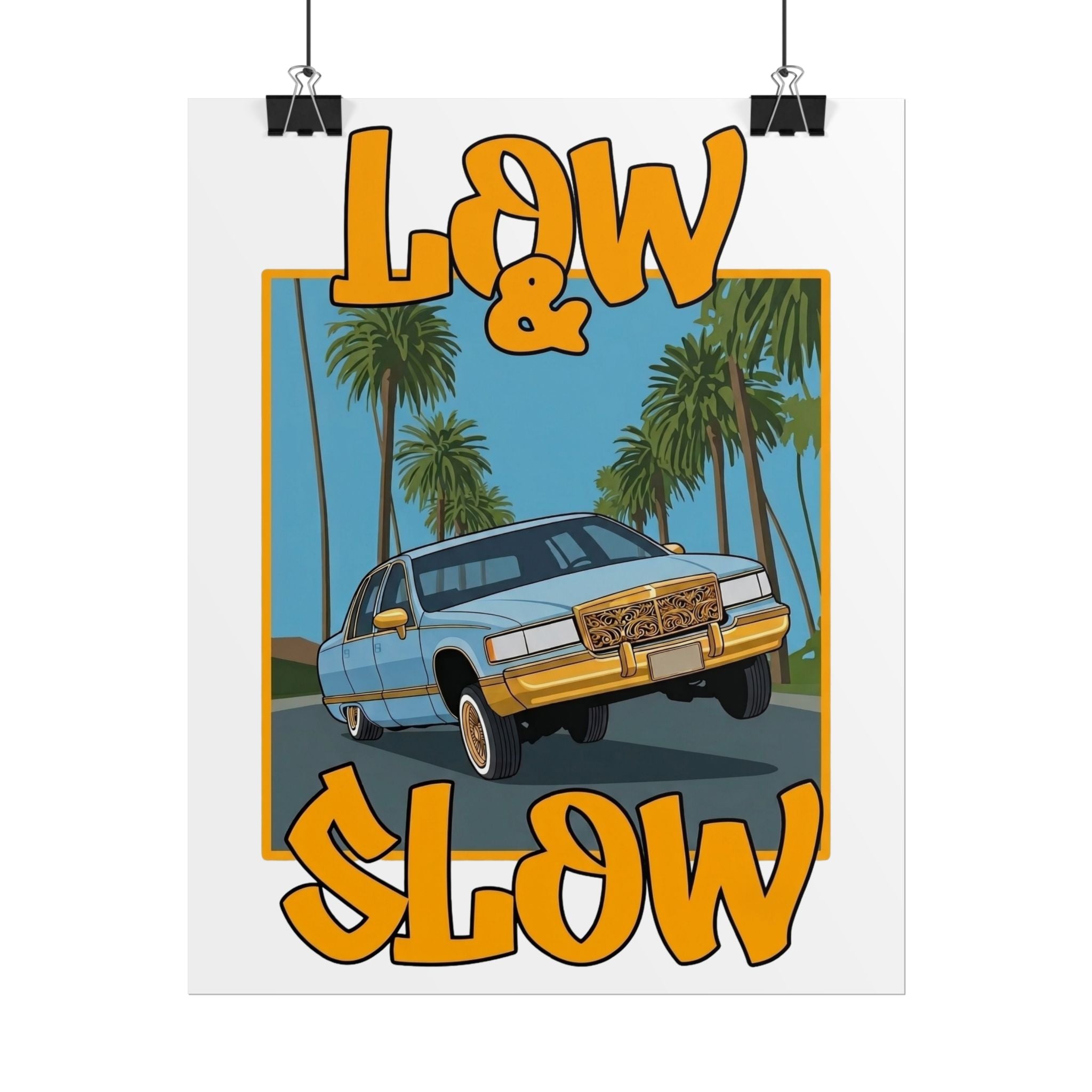 Low & Slow Car Poster — Vintage Lowrider Art Print (Rolled Poster)