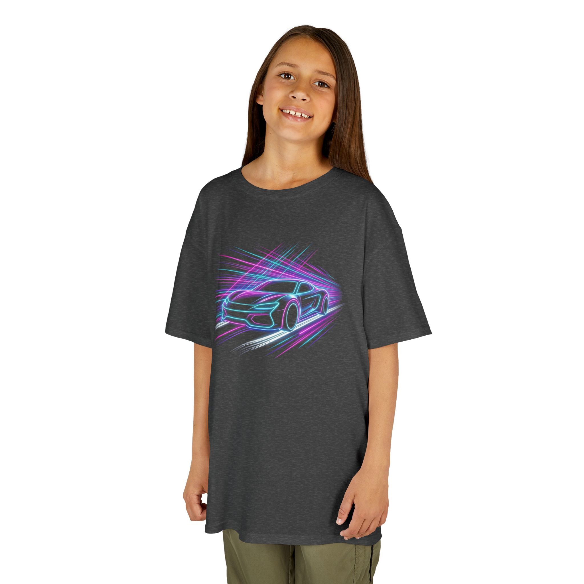 Kids Neon Speed Car Tee — Racing Graphic