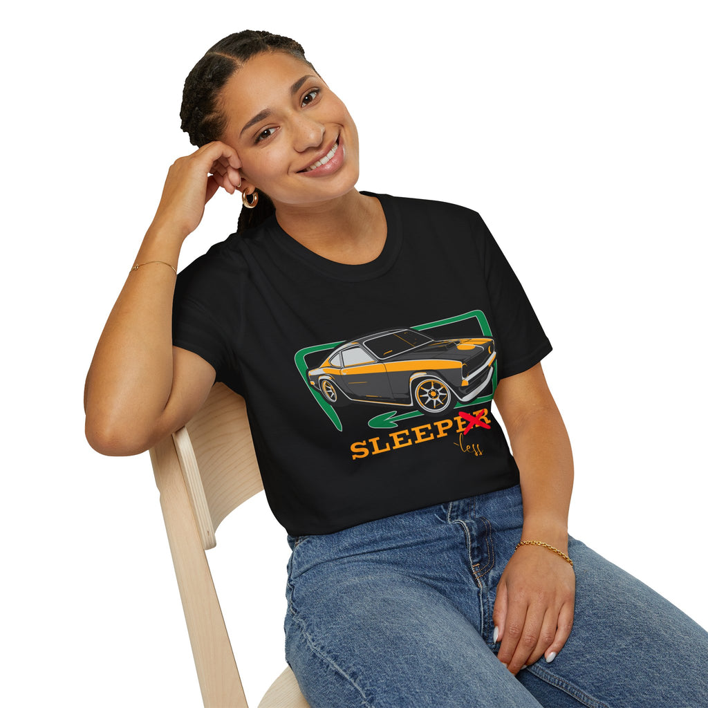 Classic Muscle Car T-Shirt — Retro 'Sleepless' Graphic Tee