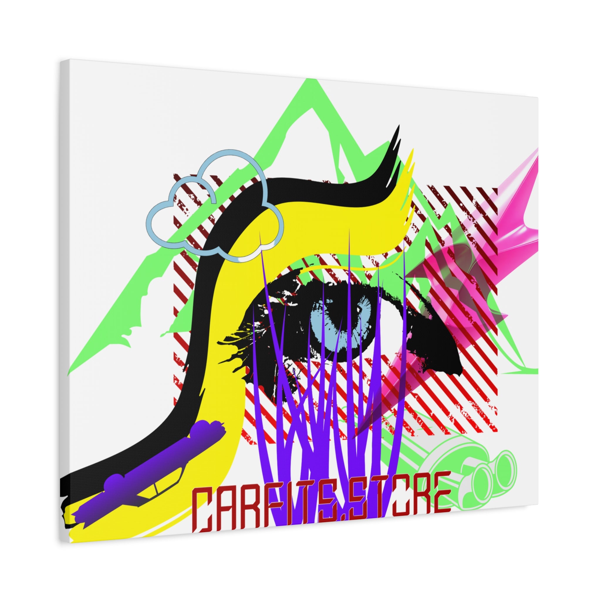 Automotive Pop Art Matte Canvas Print — Vibrant Abstract Wall Art