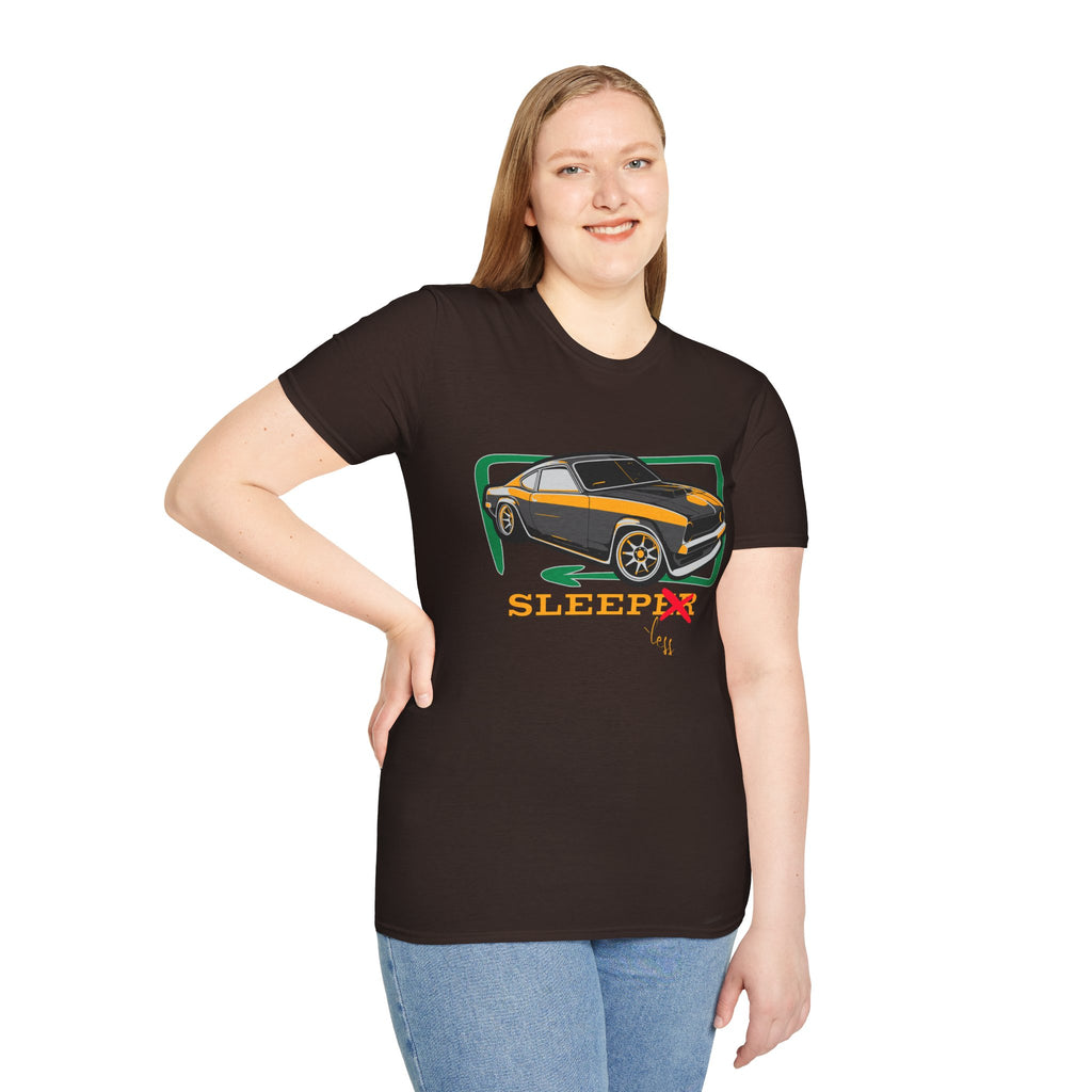 Classic Muscle Car T-Shirt — Retro 'Sleepless' Graphic Tee
