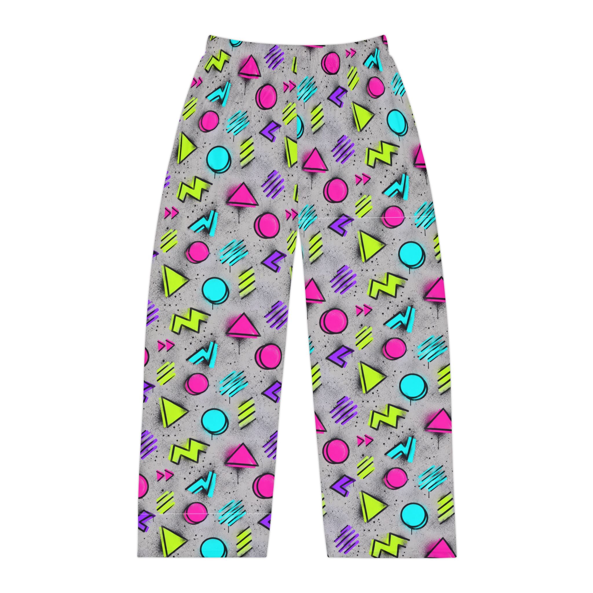 Men's Pajama Pants — Retro 80s Neon Geometric Lounge Pants