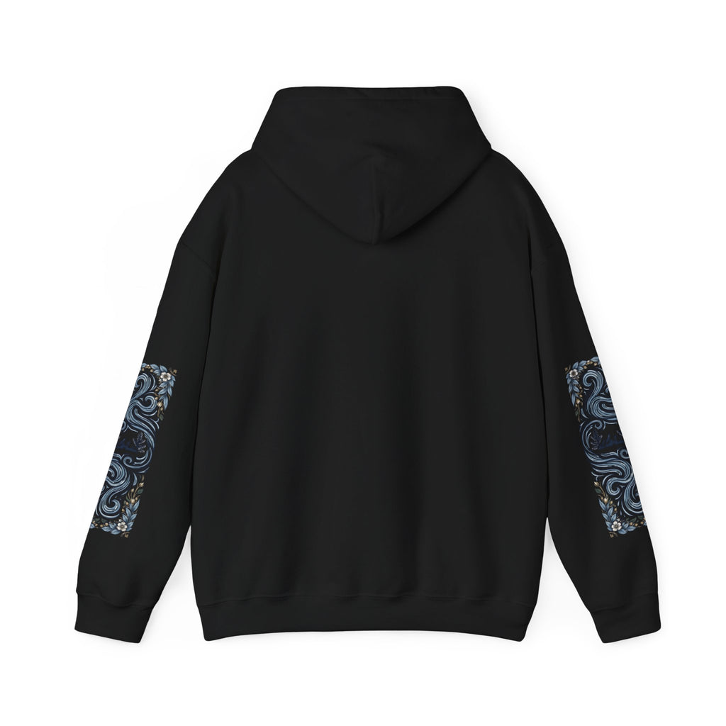 Nature Is Calling Hoodie — Scenic Mountain Graphic Hooded Sweatshirt with Sleeve Paisley Art