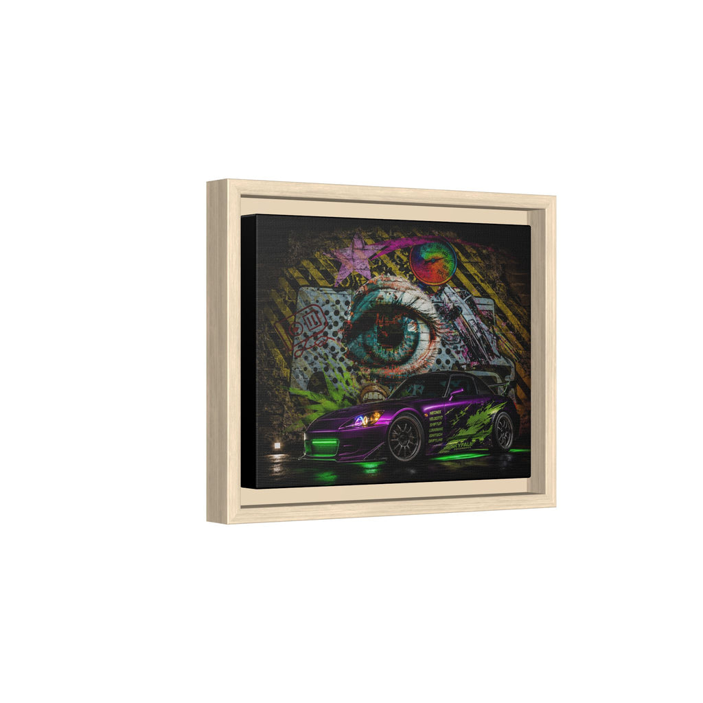 Graffiti Sports Car Matte Canvas - Framed Wall Art