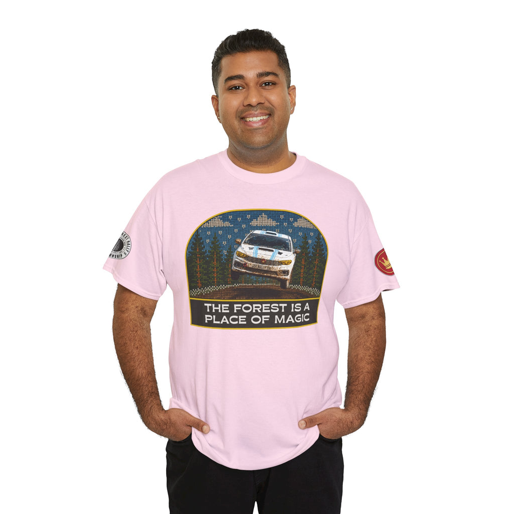 Forest Rally T‑Shirt – 'The Forest Is a Place of Magic' Cross-stitched Style Graphic