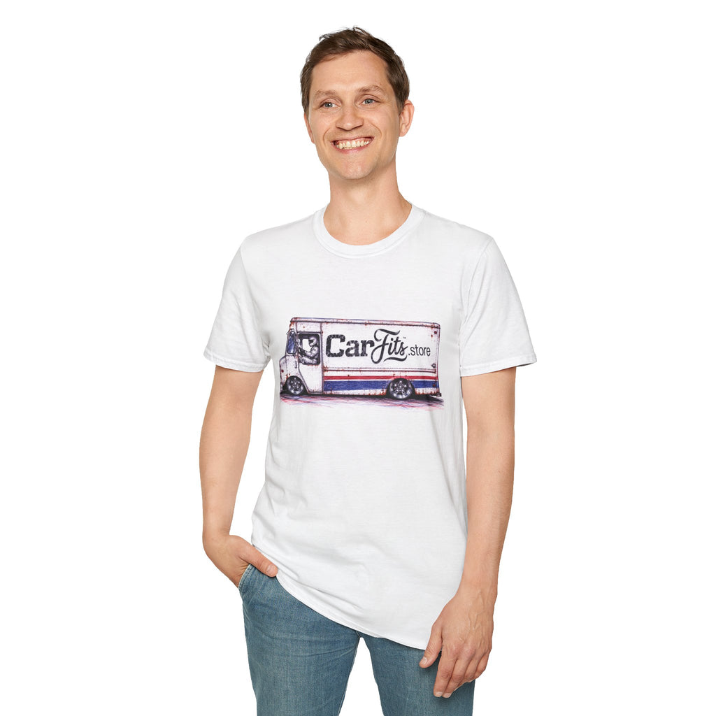 Vintage Delivery Van Tee — "CarFits.store" Retro Truck Logo T-Shirt