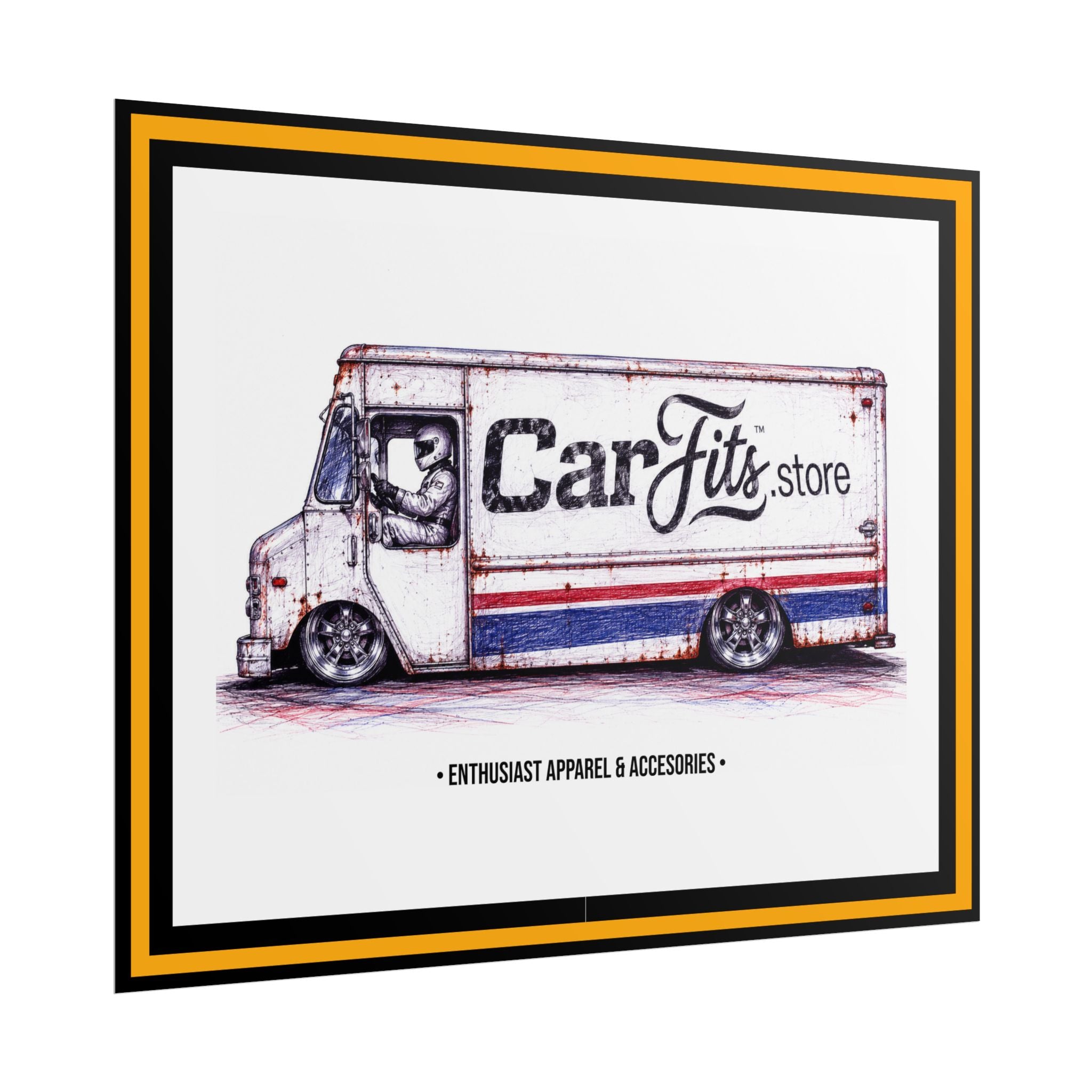 Rolled Poster - Vintage Delivery Truck "CarFits.store" Automotive Wall Art