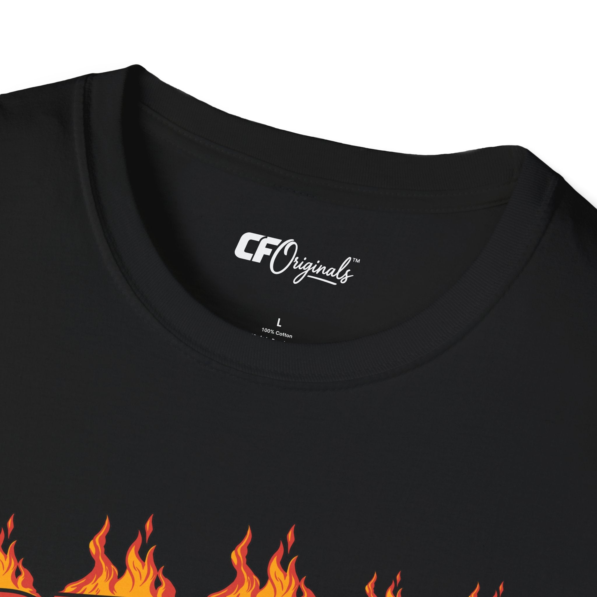 Racing 'BURN' Graphic Tee — Retro Flaming Racecar Chicago Track Shirt